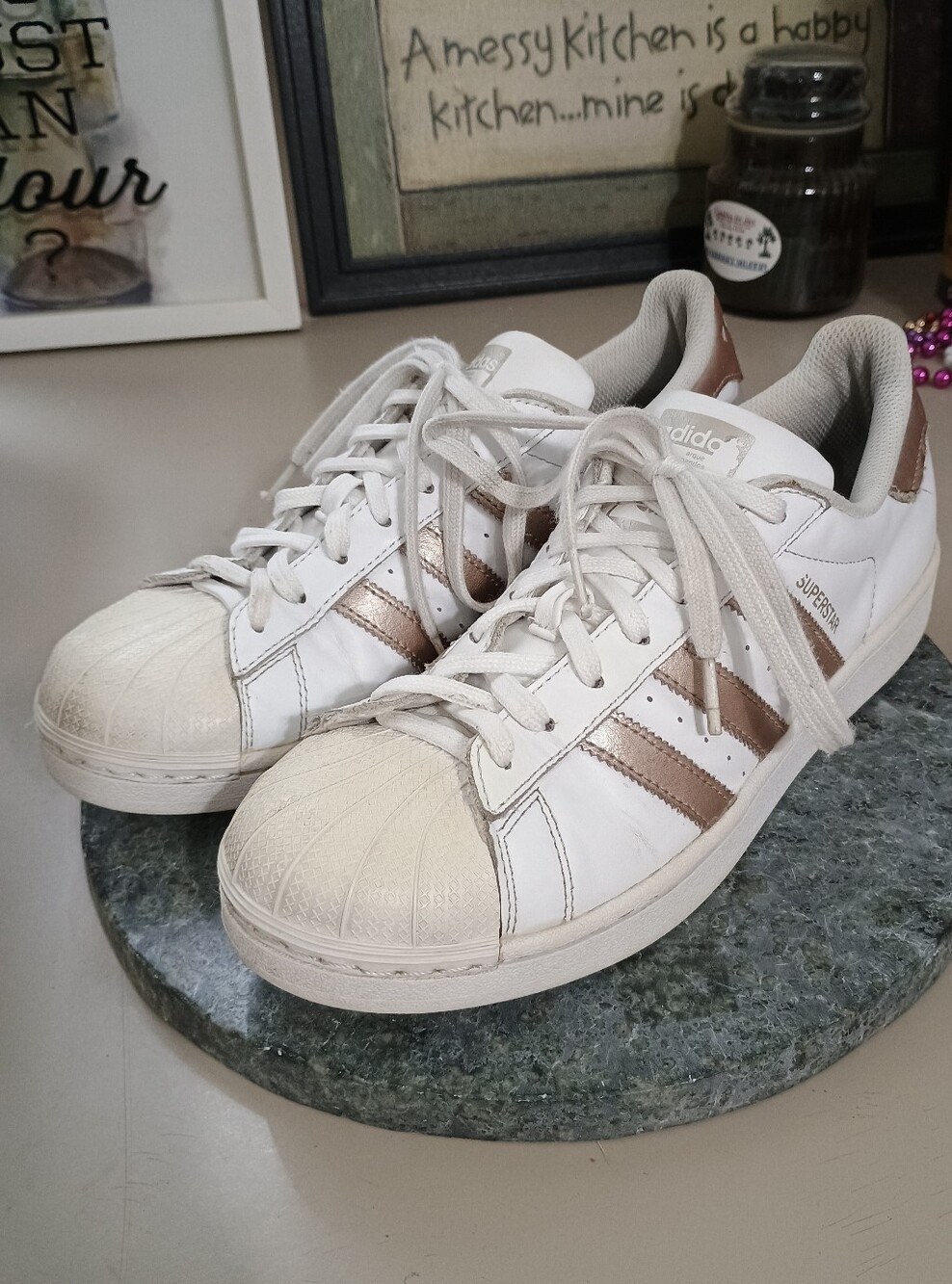 Adidas Superstar Sneakers White/Rose Gold Size 9